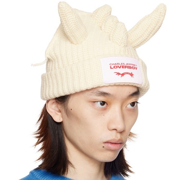 Charles Jeffrey LOVERBOY Off-White Chunky Dragon Beanie - Picture 4 of 14